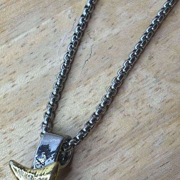 Mixed Metal Tone Koi Fish Pendant with silver tone chain 22” necklace - Picture 2 of 6